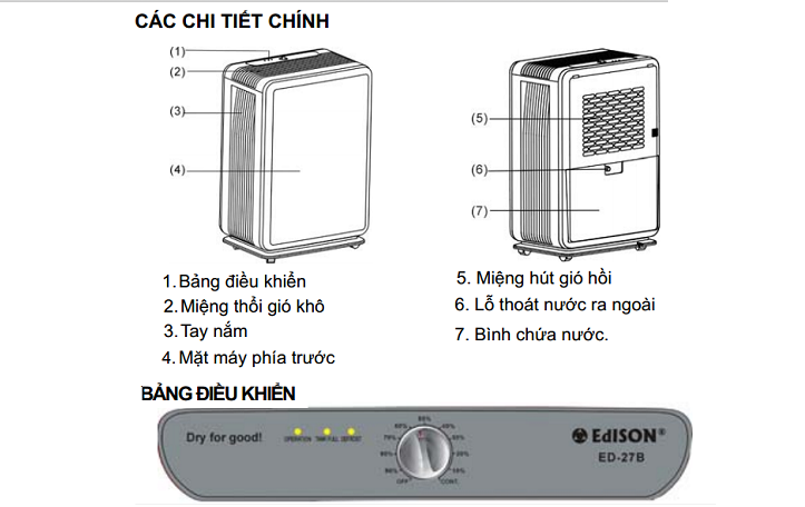 Máy hút ẩm Edison ED-27B